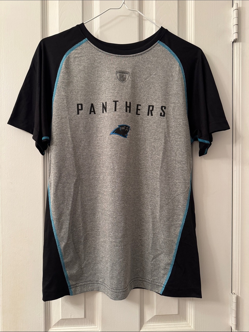 Reebok Carolina Panthers Short Sleeve Tee in Grey, Black & Teal
